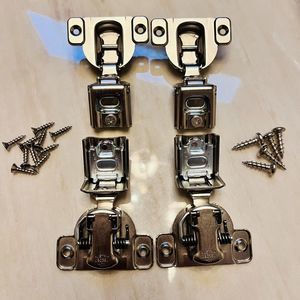 2 Pair Blum 39C355-01 Nickel Compact 1-5/16" Overlay Press-In Edge Mount Hinge